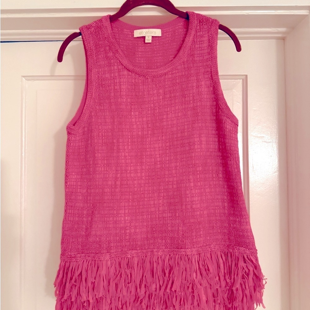Etcetera hot pink fringe top size Small.LIKE NEW